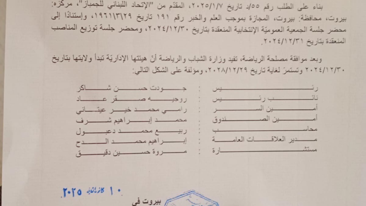 صدور ” الإفادة الإدارية ” لإتحاد الجمباز  عن وزارة الشباب والرياضة